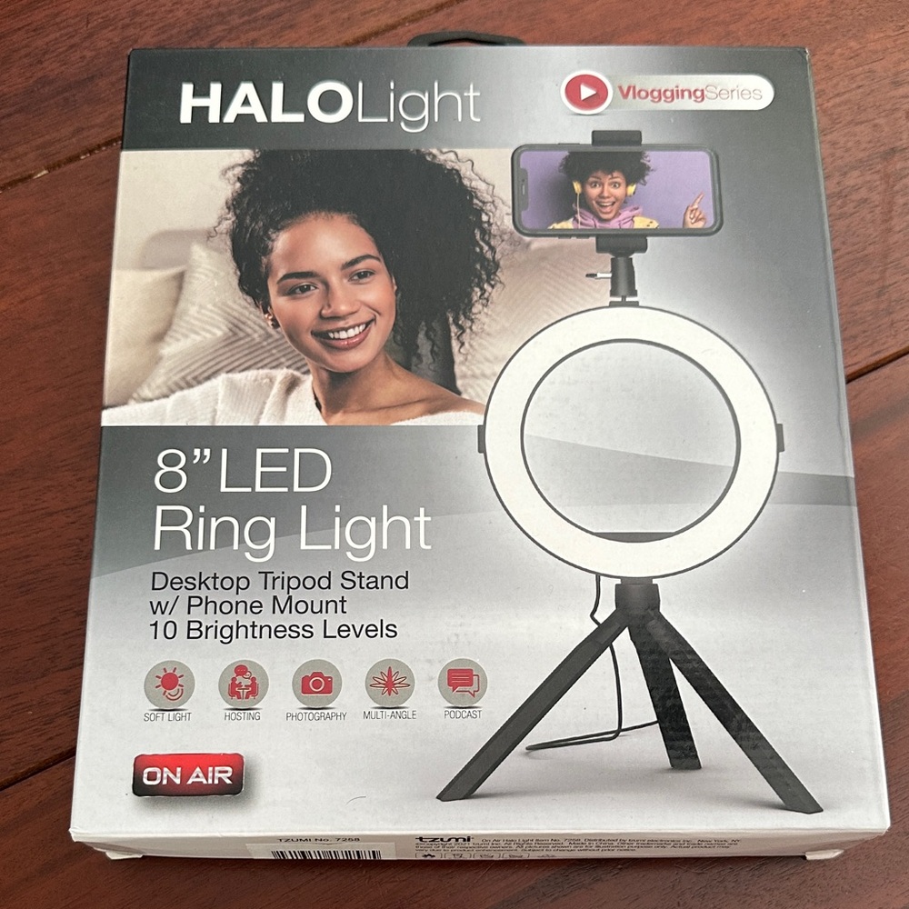 HALOLight 8” LED Ring Light with Tripod Stand - Black